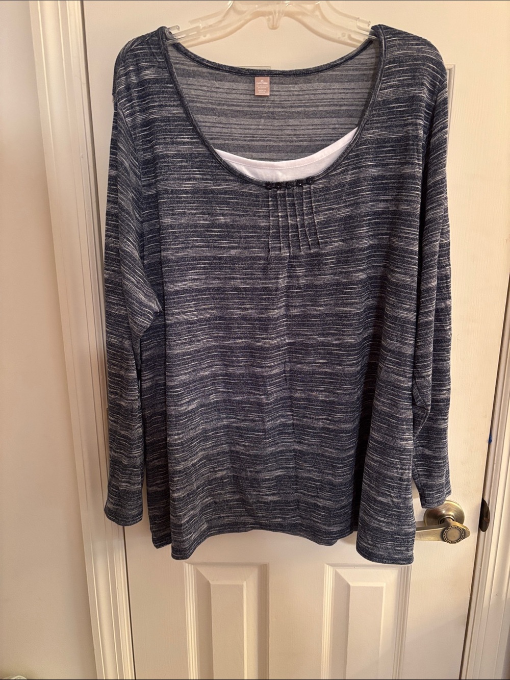 Catherines Navy Heathered Scoop Neck Long Sleeve Tunic